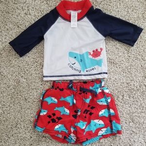 *FREE WITH PURCHASE!* shark swim suit trunks & top